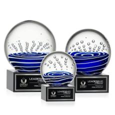 Tranquility Black on Hancock Base Globe Glass Award - Glass Awards