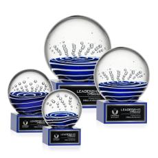 Tranquility Blue on Hancock Base Globe Glass Award - Art Glass Awards