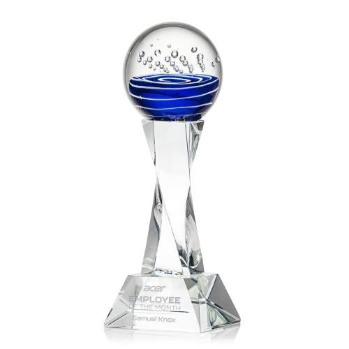 Awards and Trophies - Crystal Awards - Glass Awards - Art Glass Awards - Tranquility Clear on Langport Base Globe Glass Award
