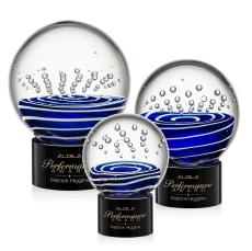 Tranquility Black on Marvel Base Globe Glass Award - Crystal Awards