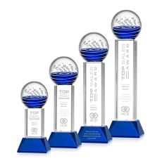 Tranquility Blue on Stowe Base Globe Glass Award - Glass Awards