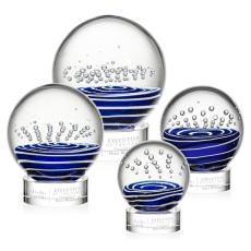 Tranquility Clear on Stanrich Base Globe Glass Award - Art Glass Awards