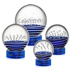 Tranquility Blue on Stanrich Base Globe Glass Award - Glass Awards