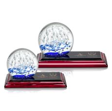 Starburst Globe on Rosewood Base Glass Award - Glass Awards
