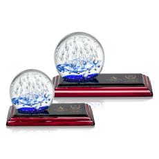 Starburst Globe on Rosewood Base Glass Award - Glass Awards