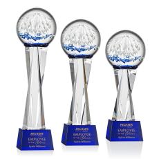 Starburst Blue on Grafton Base Globe Glass Award - Glass Awards