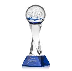 Starburst Blue on Langport Base Globe Glass Award - Glass Awards