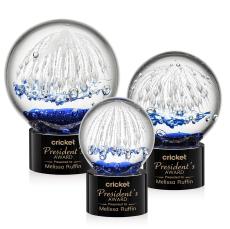 Starburst Black on Marvel Base Globe Glass Award - Glass Awards