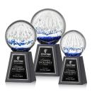 Starburst Globe on Tall Marble Base Glass Award