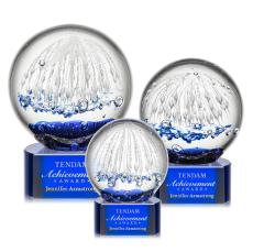 Starburst Blue on Paragon Base Globe Glass Award - Glass Awards