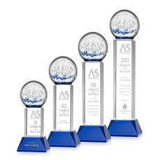 Starburst Blue on Stowe Base Globe Glass Award - Glass Awards