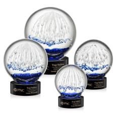 Starburst Black on Stanrich Base Globe Glass Award - Glass Awards