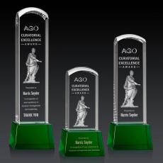 Silkwood 3D Green on Base Towers Crystal Award - Awards and Trophies