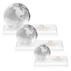 Globe White on Rectangle Base Globe Crystal Award - Awards and Gifts