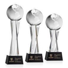 Globe Black on Grafton Base Globe Crystal Award - Awards and Trophies