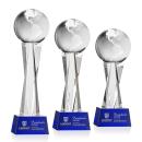 Globe Blue on Grafton Base Globe Crystal Award
