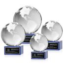 Globe Blue on Hancock Base Globe Crystal Award