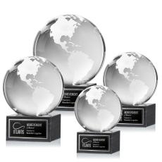 Globe Globe on Square Marble Base Crystal Award - Marble & Stone Awards