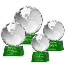 Globe Green on Robson Base Globe Crystal Award - Globe Awards
