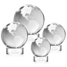 Globe Clear on Stanrich Base Globe Crystal Award - Globe Awards