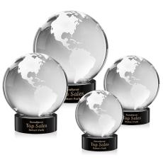 Globe Black on Stanrich Base Globe Crystal Award - Globe Awards