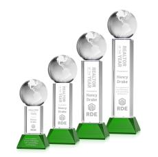 Globe Green on Stowe Base Globe Crystal Award - Globe Awards