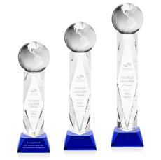 Globe Blue on Toscana Base Globe Crystal Award - Globe Awards