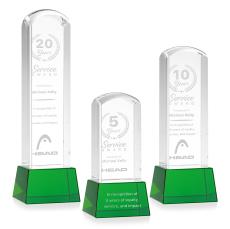 Silkwood Green on Base Towers Crystal Award - Full Color Imprint