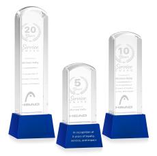 Silkwood Blue on Base Towers Crystal Award - Full Color Imprint