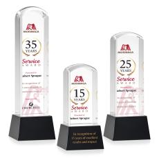 Silkwood Full Color Black on Base Towers Crystal Award - Full Color Imprint