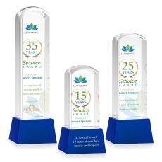 Silkwood Full Color Blue on Base Towers Crystal Award - Full Color Imprint