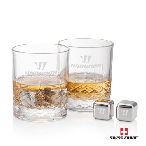 Corporate Gifts - Barware - Gift Sets - Swiss Force&reg; S/S Ice Cubes & 2 Templeton OTR