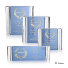 Employee Gifts - Opus Light Blue Rectangle Crystal Award