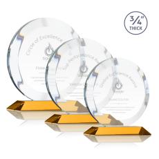 Gibralter Amber  Circle Crystal Award - Crystal Awards