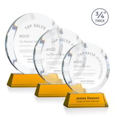 Gibralter Amber on Newhaven Base Circle Crystal Award - Awards and Trophies