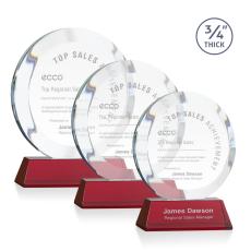 Gibralter Red on Newhaven Base Circle Crystal Award - Colored Crystal Awards