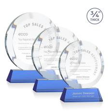 Gibralter Sky Blue on Newhaven Base Circle Crystal Award - Awards and Trophies