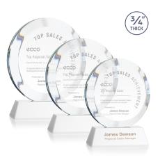 Gibralter White on Newhaven Base Circle Crystal Award - Awards and Trophies