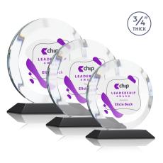 Gibralter Full Color Black Circle Crystal Award - Awards and Trophies