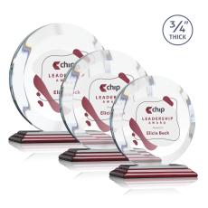 Gibralter Full Color Rosewood Circle Crystal Award - Awards and Trophies