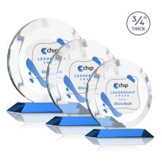 Gibralter Full Color Sky Blue Circle Crystal Award - Awards and Trophies