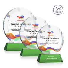 Gibralter Full Color Green on Newhaven Base Circle Crystal Award - Awards and Trophies
