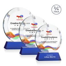 Gibralter Full Color Blue on Newhaven Base Circle Crystal Award - Awards and Trophies