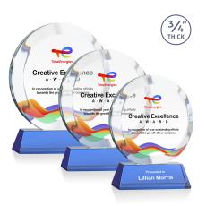 Gibralter Full Color Sky Blue on Newhaven Base Circle Crystal Award - Awards and Trophies