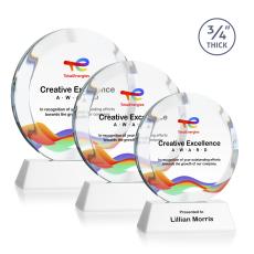 Gibralter Full Color White on Newhaven Base Circle Crystal Award - Awards and Trophies
