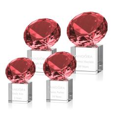 Employee Gifts - Gemstone Ruby on Cube Crystal Award