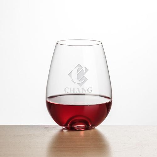 Corporate Gifts - Barware - Wine Glasses - Edderton Stemless Wine - Deep Etch 