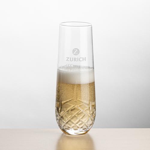 Corporate Gifts - Barware - Champagne Flutes - Templeton Stemless Flute - Deep Etch