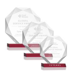 Kitchener Red  Polygon Crystal Award - Colored Crystal Awards