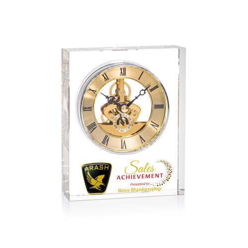 Corporate Gifts - Clocks - Ashland Full Color Clock - Gold Dial